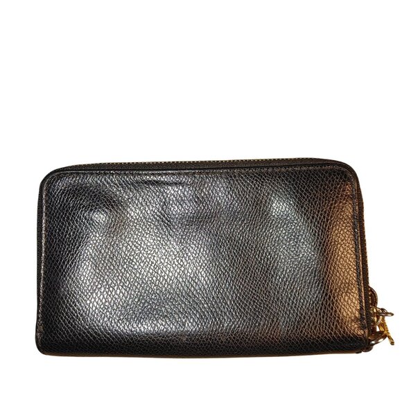 Coach Black Leather Zip Wallet Double Gold Tone Hardware Card Slots ID Window - Picture 10 of 14